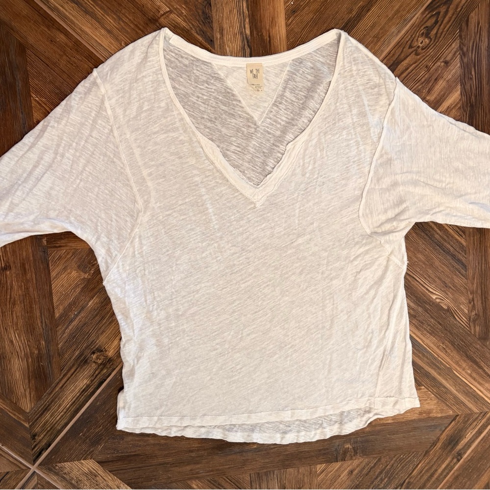 Free People Head in the Clouds Women's White V-Neck Top Medium